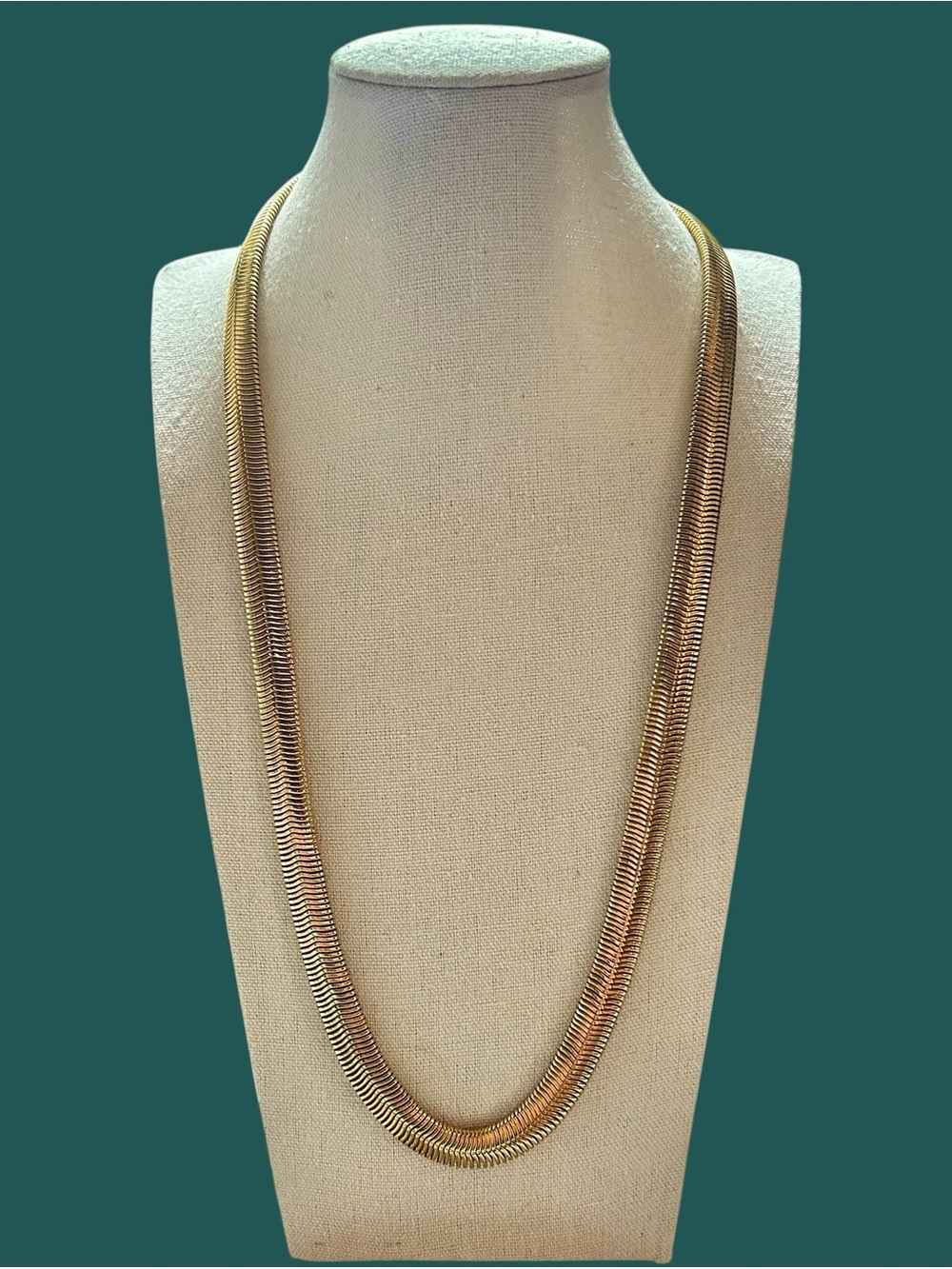Retro Vintage Gold-tone Serpentine Snake Chain Necklace 1980’s 1990’s